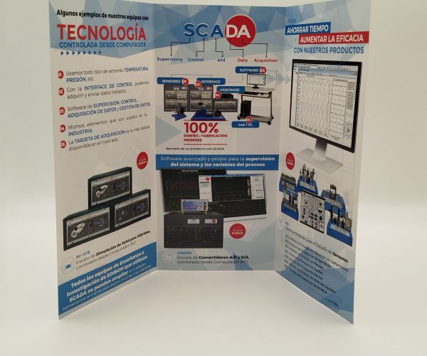 Tríptico con información sobre tecnología